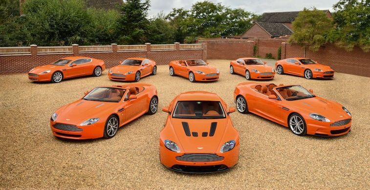 For Sale: Rare Collection of 2010 Aston Martins in Great Britain – Low Mileage and Orange Color